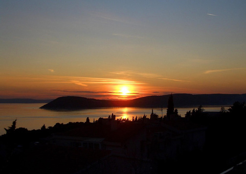 A view of a Croatian sunset over the sea