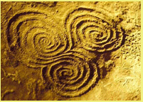 Spirals in ancient stonework from Newgrange, Ireland